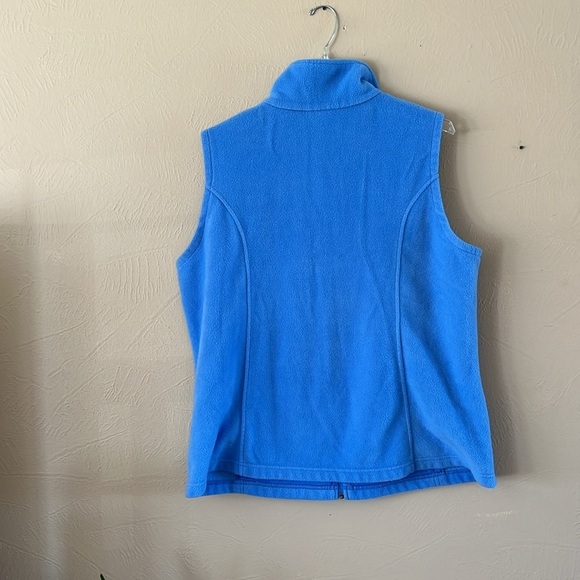 Columbia Fleece Zip Up Vest Zipper Front Pockets Sky Blue Size 1X Collared - Picture 6 of 13